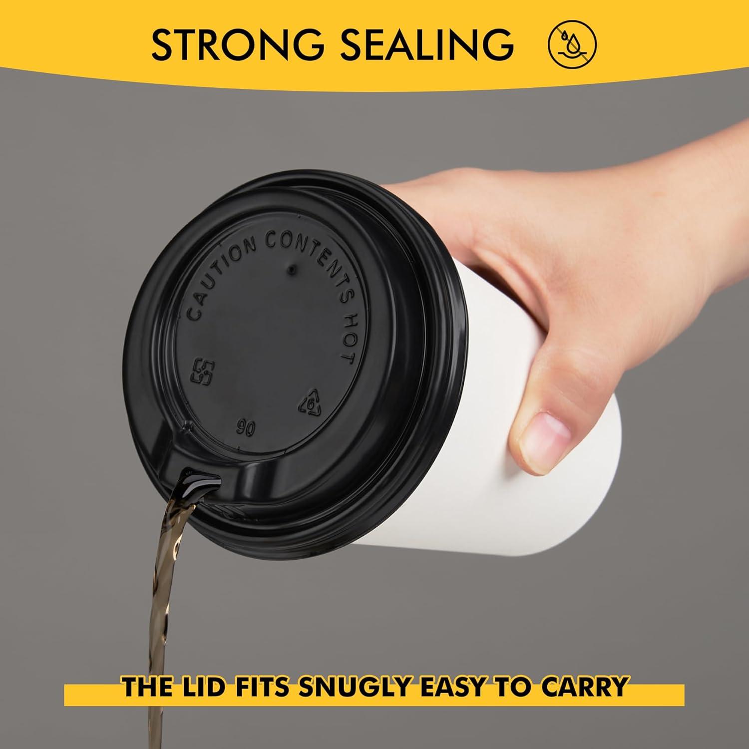 imageRACETOP 100 pack Disposable Coffee Cups with Lids 12 oz Hot Paper Cups with Lids To Go Cup with Lid16 ozlidssleeves 500 pcs